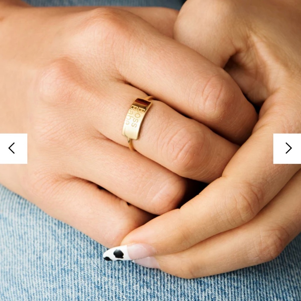 18K GOLD PLATED BAR RING - Picture 3 of 5